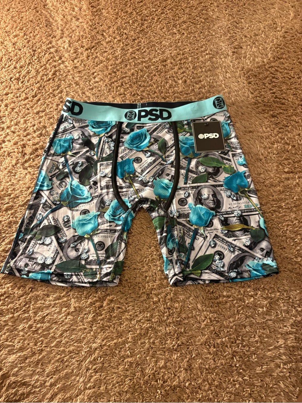 PSD Boys Teal Floral Money-Print Sweatpants Joggers